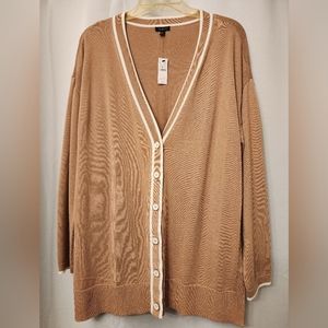 Tan and Cream Talbots Cardigan